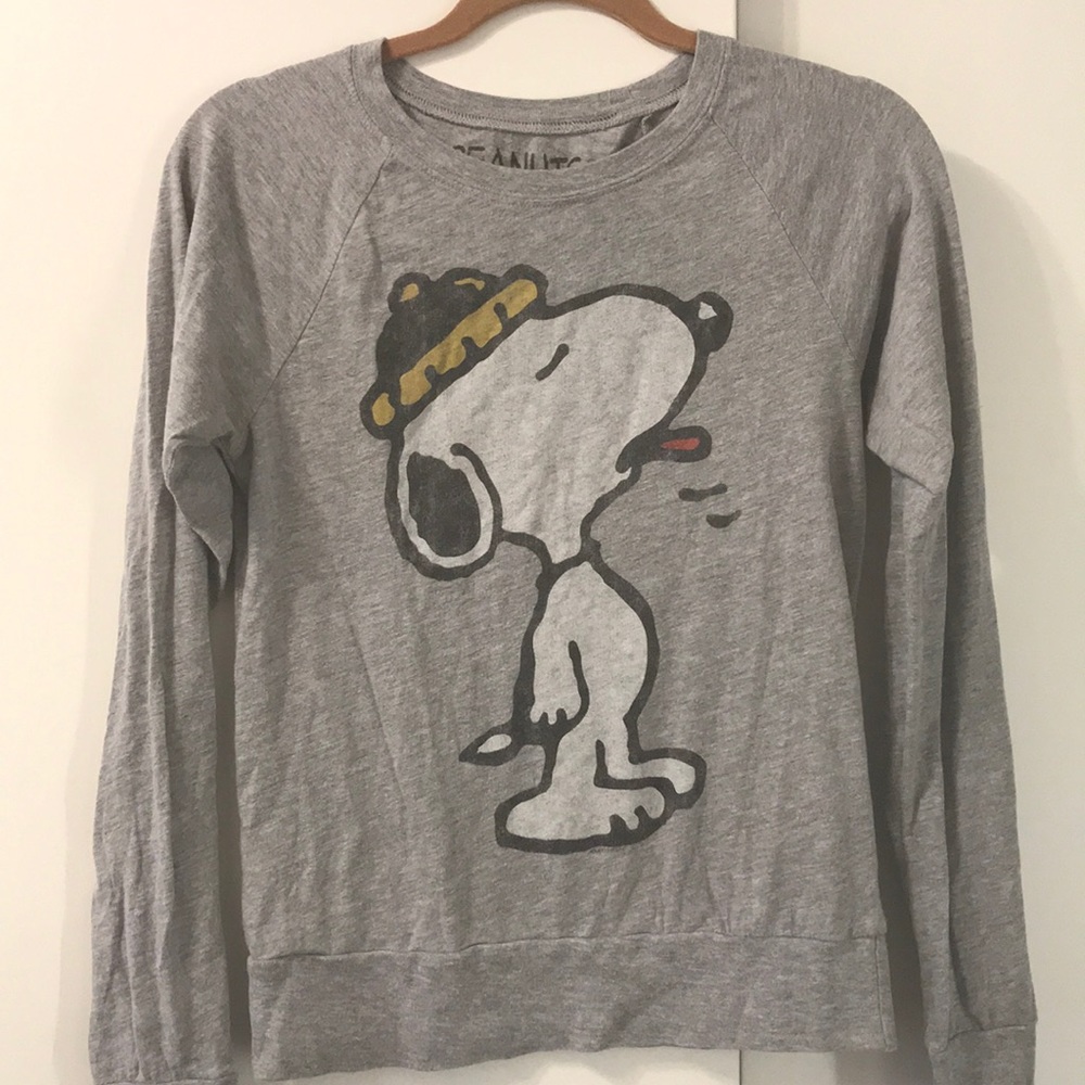F21 Snoopy Shirt Grey Long Sleeve Size Small
